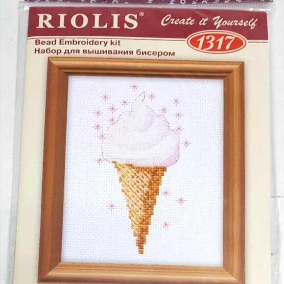 Cross Stitch Kit Zweigart Riolis Ice Cream Cone Bead Embroidery #1317 - Picture 10 of 10